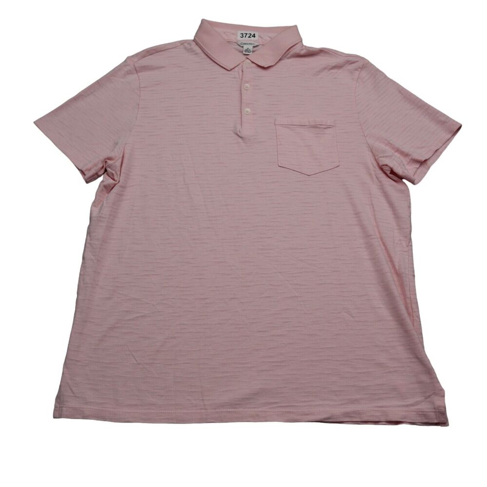 Calvin Klein Shirt Mens Medium M Pink Polo Rugby Camp Casual Soft